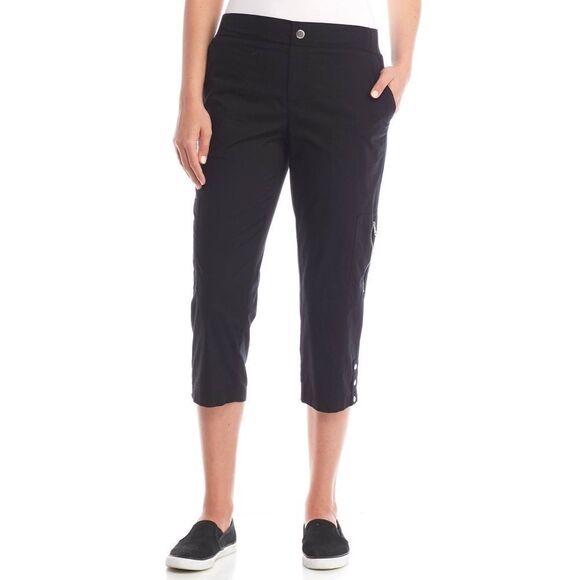 New! RAFAELLA Women's Poplin Black Capri Pants With Pockets Size 14 - Picture 5 of 6